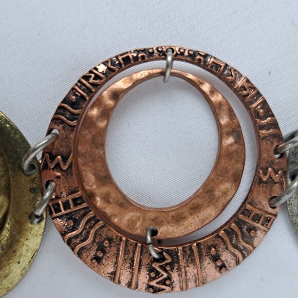 Boho Multi Tone Metal Hoop Chain Belt w/ Silver, Copper, Brass Tone Double Hoops - Picture 7 of 16